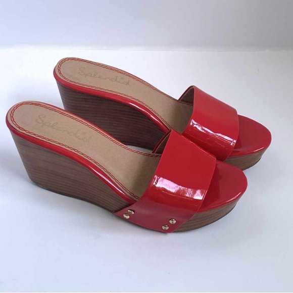 Red Wedge Sandals - Picture 3 of 5